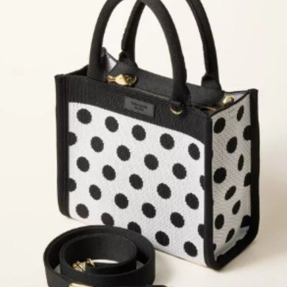Polka Dot Knit Crossbody kate spade new york White/Black w BAG CHARM - Picture 7 of 10